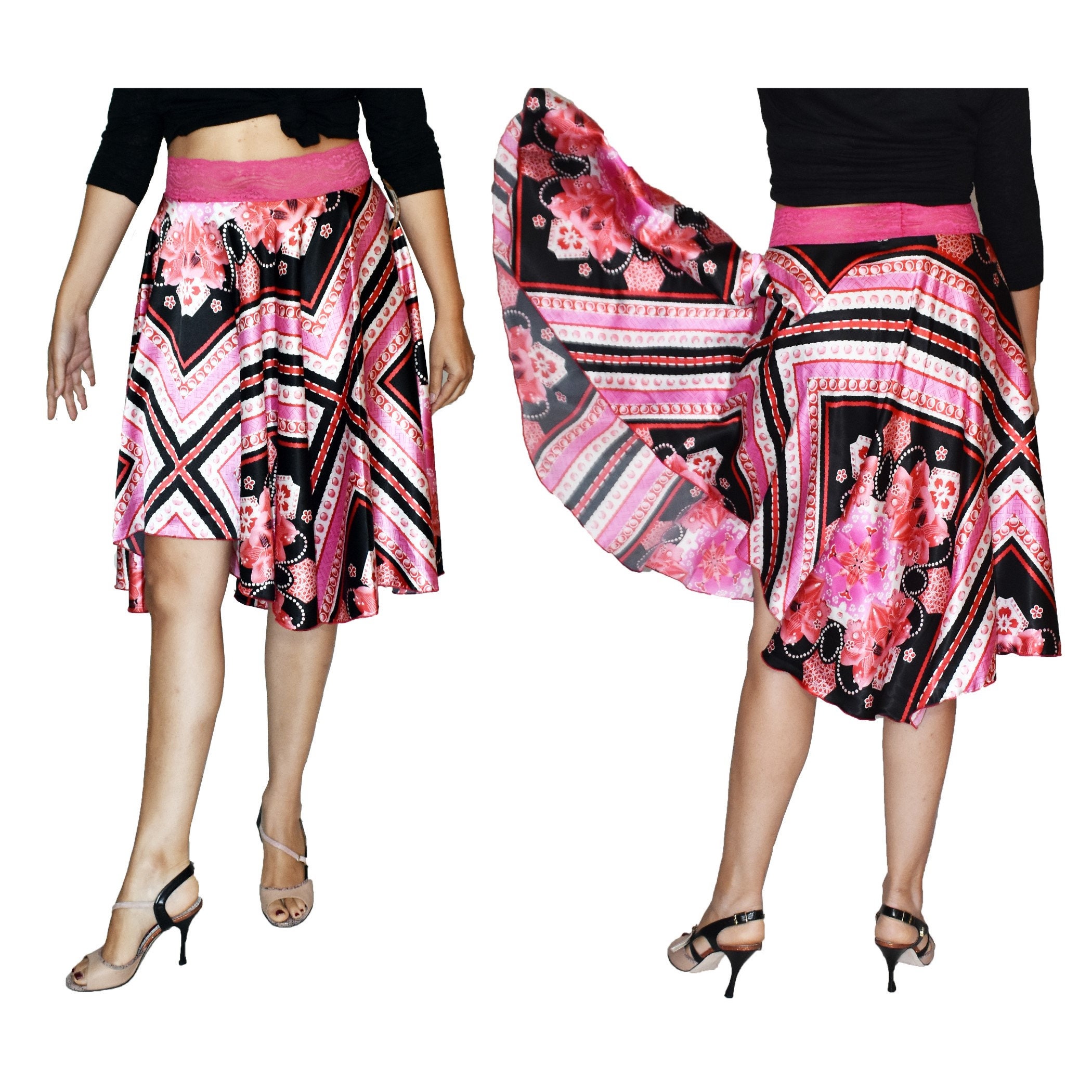 Argentine Tango Full Circle Skirt Asymmetrical Tango Skirt Etsy