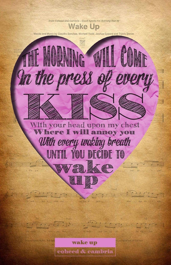 Coheed And Cambria Wake Up Lyric Print Etsy
