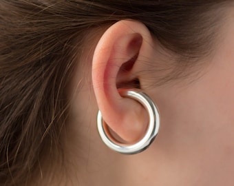 Hoop Ear Cuffs (size M) - Gold Ear Cuffs - 1 Inch Hoops