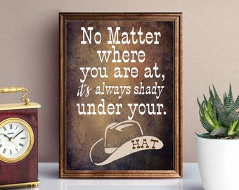 Cowboy qoutes, printable art, western decor, cowboy hat, rustic wall artwork