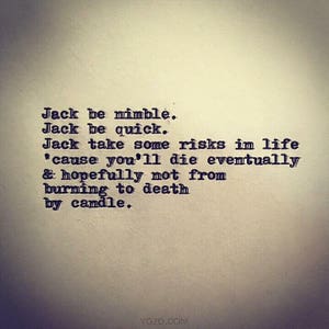 JACK BE NIMBLE - Framed 4&quot;x4&quot;, mailed ready for wall or shelf