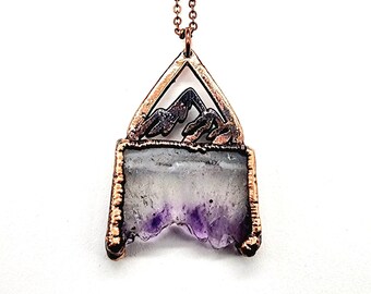 Amethyst Mountain Necklace // Electroformed Jewelry // Soldered Copper Chain