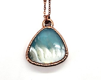 Flower Agate Cloudy Sky Necklace // Electroformed Jewelry // Soldered Copper Chain