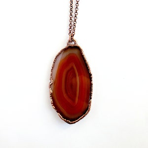 Natürliche Achat Halskette // Elektrogeformter Schmuck // Gelötete Kupferkette // Naturstein