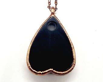 Obsidian Planchette Necklace // Electroformed Jewelry // Soldered Copper Chain // Metaphysical Jewelry // Stone Jewelry