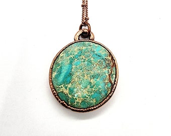 Imperial Jasper Necklace // Electroformed Jewelry // Soldered Copper Chain