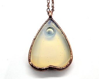 Opalite Planchette Necklace // Electroformed Jewelry // Soldered Copper Chain
