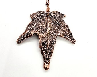Maple Leaf Necklace // Electroformed Jewelry // Soldered Copper Chain // Trees, Nature
