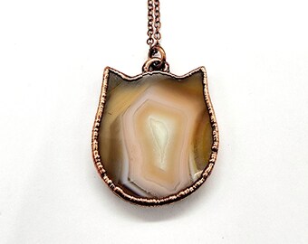 Karneol Katze Halskette // Elektrogeformter Schmuck // Gelötete Kupferkette // August Geburtsstein // Heilstein // Metaphysisch