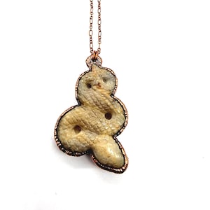Carved Sunstone Moonstone Serpent Necklace // Electroformed Jewelry // Soldered Copper Chain