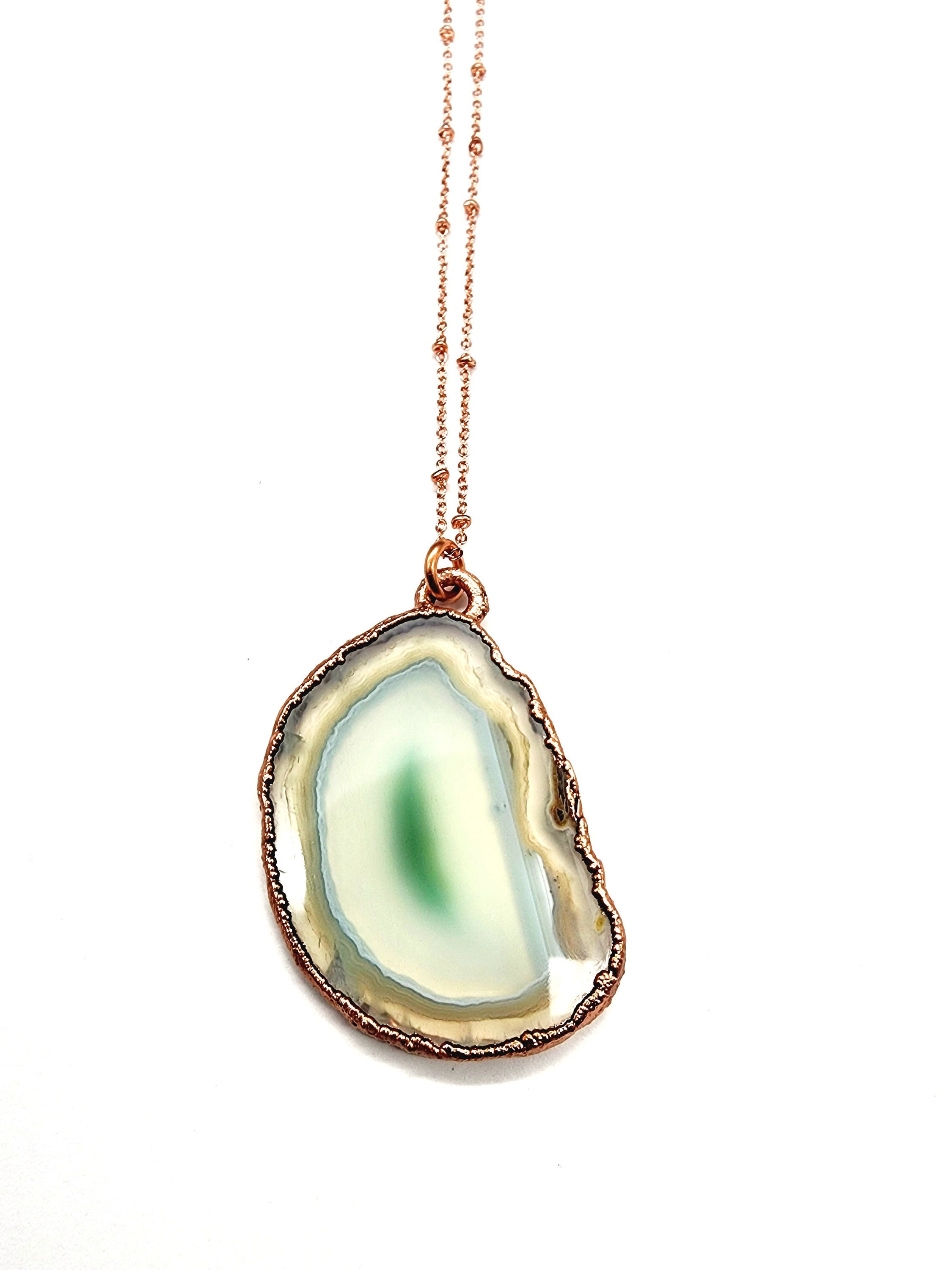 ウォーターライン グリーン アゲート ネックレス // 電気鋳造