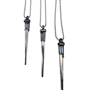 Gunmetal Coffin Nail Necklace // Copper Electroformed Jewelry // Gunmetal Ball Chain, Square Nail