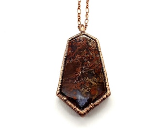 Moss Agate Necklace // Electroformed Jewelry // Soldered Copper Chain // Metaphysical Jewelry