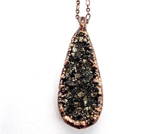 Freeform Pyrite Necklace // Electroformed Jewelry // Soldered Copper Chain // Fool's Gold // Metaphysical Jewelry