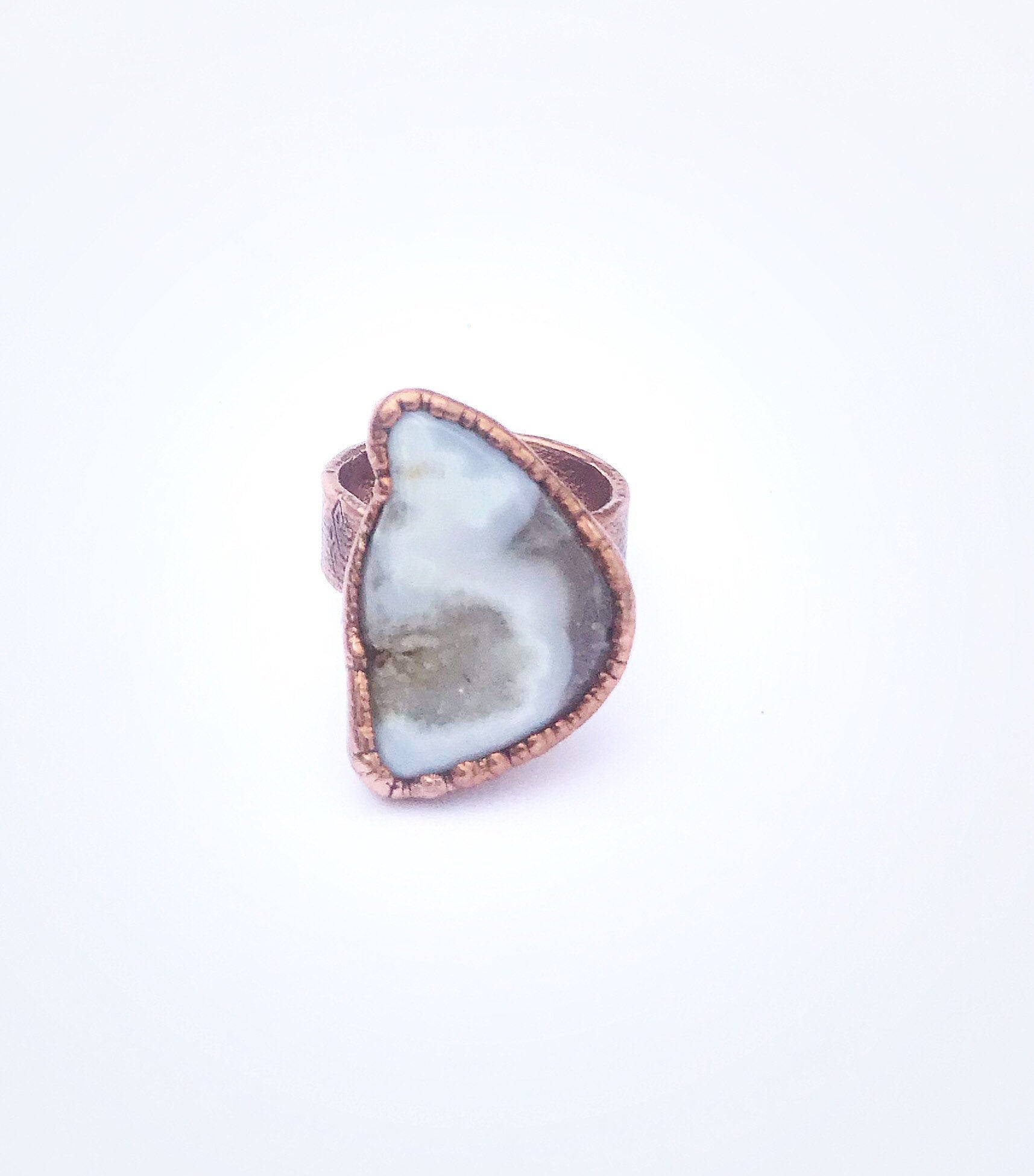 Stinking Rings Size 10, Stinking Water Creek Plume Agate Copper Ring // Electroformed ...