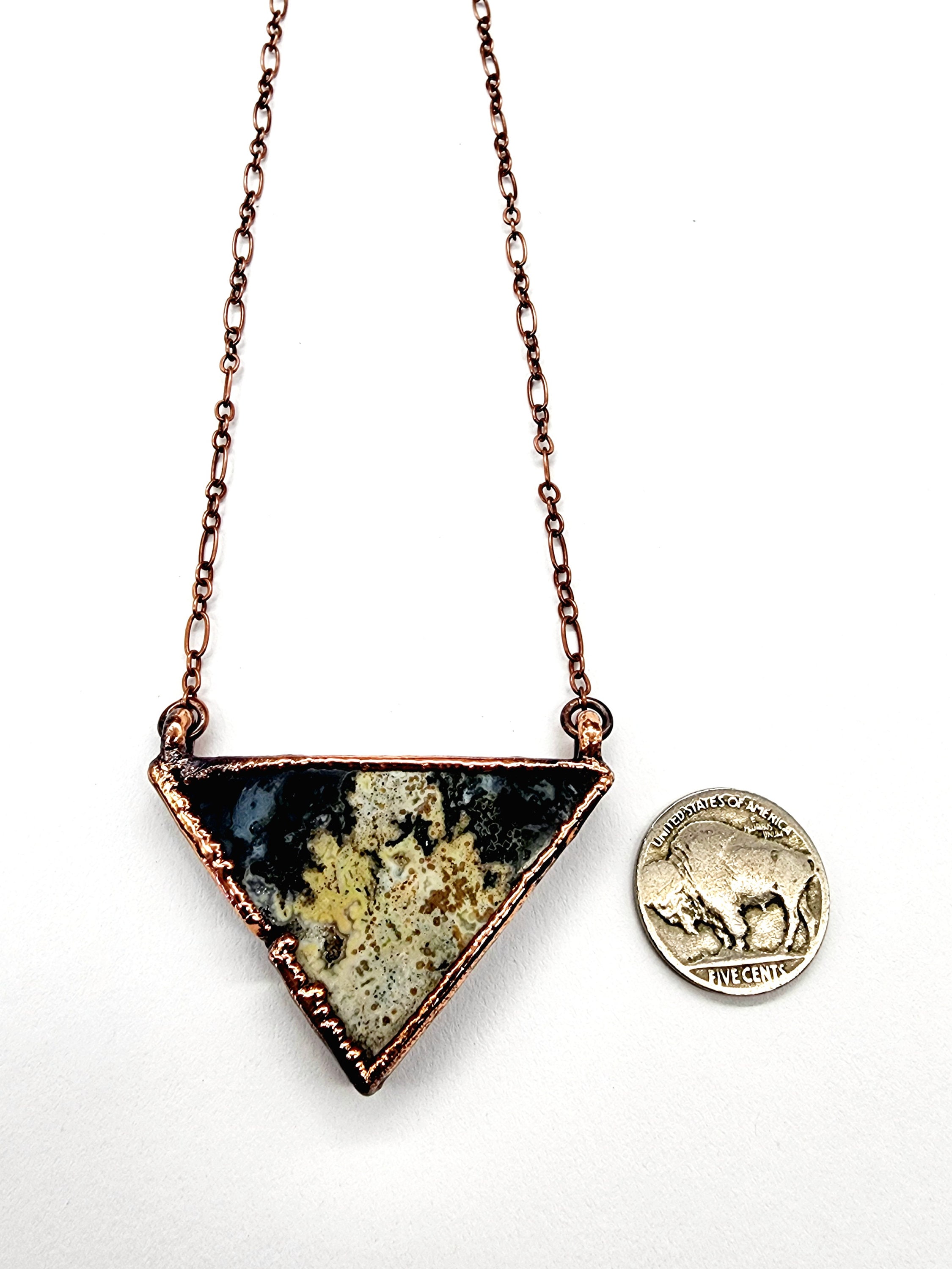 オーシャンジャスパー トライアングルネックレス // 電気鋳造