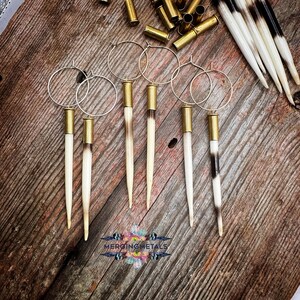 African Porcupine Quill & Spent Brass Bullet Casing Earrings // Yellowstone, Beth Dutton Quill Earrings // Silver and Brass Hoops image 7