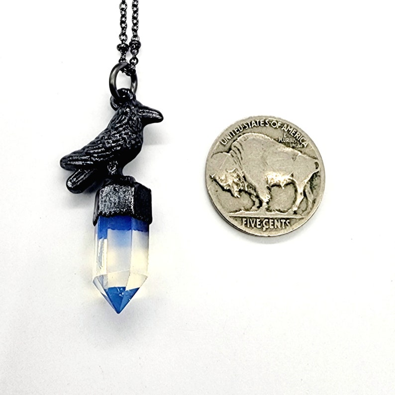 Opalite Point Crow Necklace // Electroformed Jewelry // Soldered ...