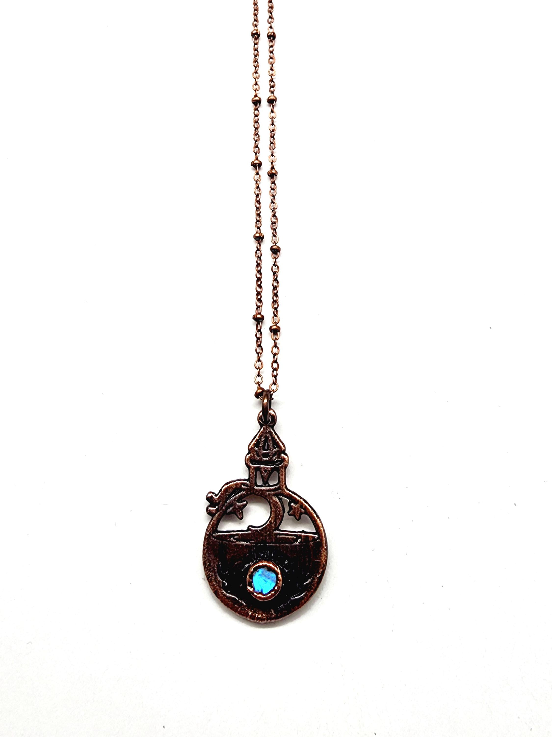 Collier Artisanal « Potion Magique » – Pendentif œil De Tigre, Longueur Réglable, Fait Main