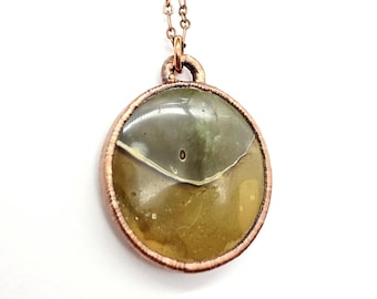 Picture Jasper Necklace // Electroformed Jewelry // Soldered Copper Chain