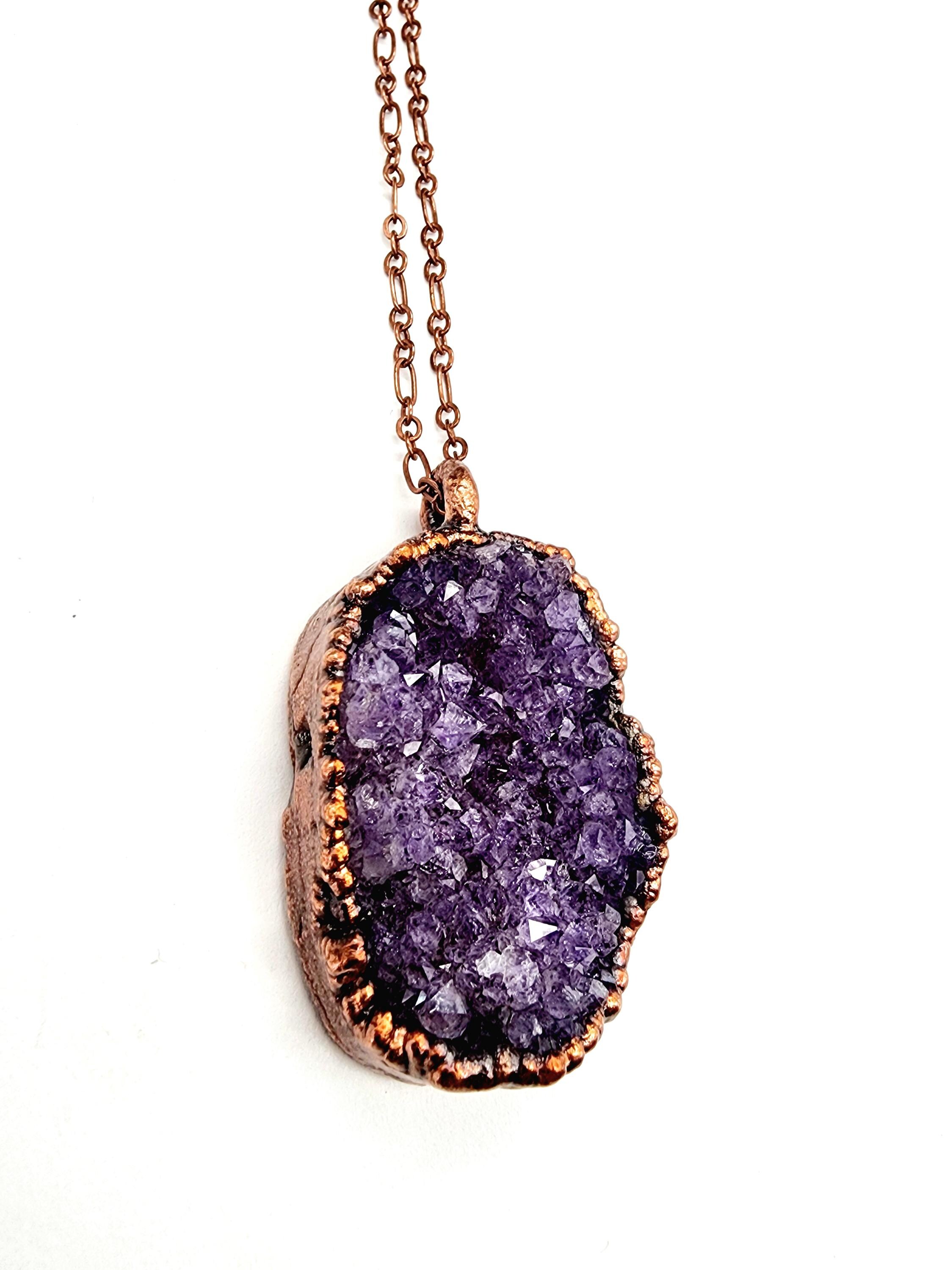 アメジスト クラスター ネックレス // 電気鋳造ジュエリー // はんだ