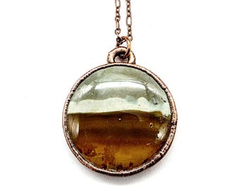 Picture Jasper Necklace // Electroformed Jewelry // Soldered Copper Chain