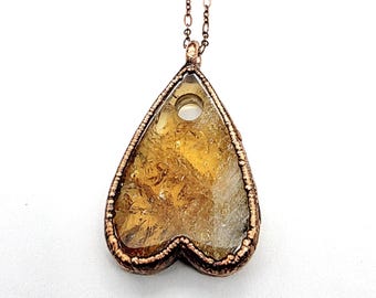 Citrine Planchette Necklace // Electroformed Jewelry // Soldered Copper Chain // Metaphysical, Crystals
