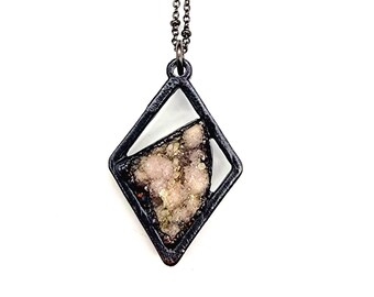 Amethyst Druzy Necklace // Electroformed Copper // Soldered Gunmetal Chain // Metaphysical Jewelry