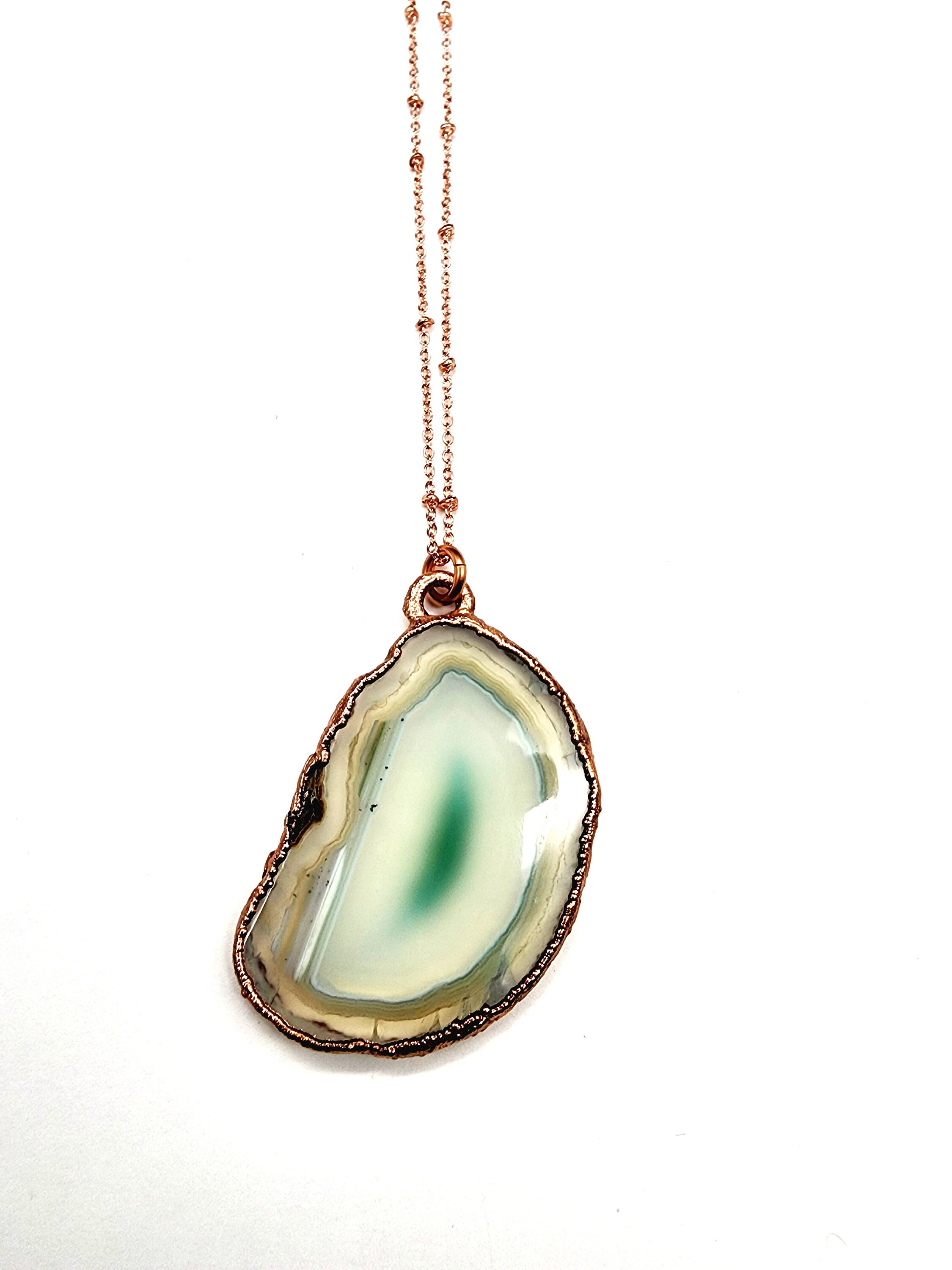 ウォーターライン グリーン アゲート ネックレス // 電気鋳造