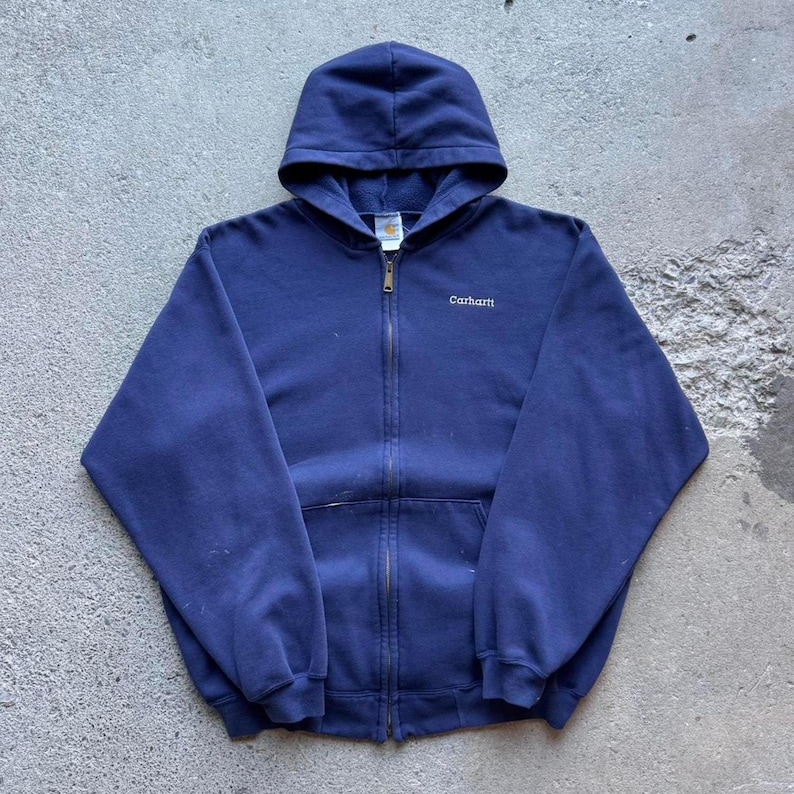 Vintage 00s Embroidered Navy Carhartt Hoodie image 1
