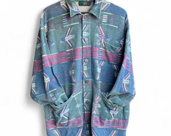 90s Aztec Patterned Orvis Cotton Chore Jacket