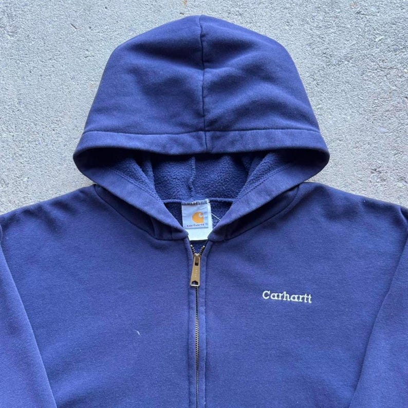 Vintage 00s Embroidered Navy Carhartt Hoodie image 3