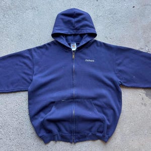 Vintage 00s Embroidered Navy Carhartt Hoodie image 2