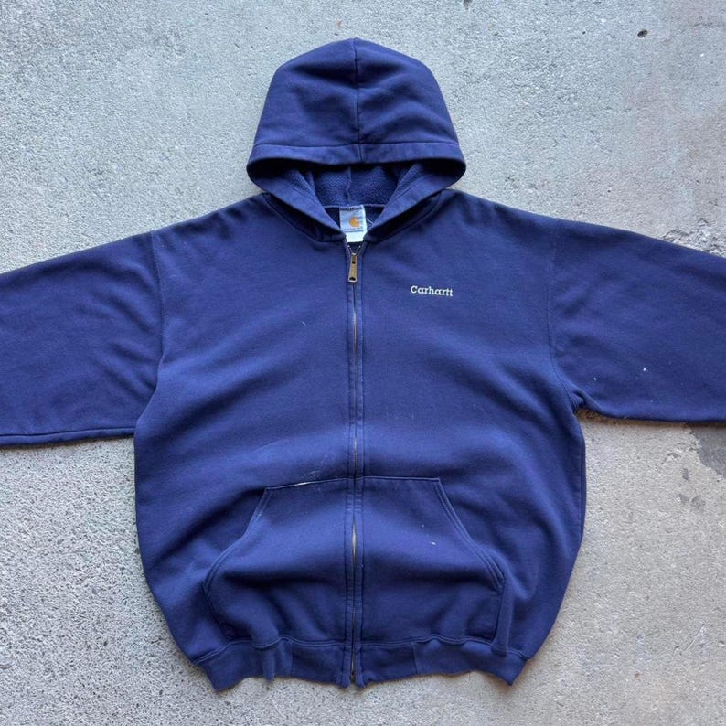 Vintage 00s Embroidered Navy Carhartt Hoodie image 2