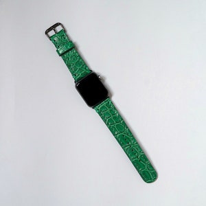 Grünes Lederarmband für Apple Watch, Iwatch Lederarmband mit Alligator Prägung, Uhrenarmband, Black Friday Sale, Geschenkidee für Weihnachten