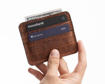 名刺入れ、本革カードウォレット、刻印入りクロコダイルレザー、上司への高級ギフト、彼や彼女へのバレンタインデーギフト