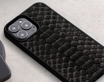 Funda de piel de pitón negra para iPhone, funda de piel negra para iPhone, funda de piel para iPhone 13, funda para iPhone, funda para iPhone 13, funda de piel para iPhone