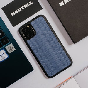 Blue Python Leather Case, iPhone Snakeskin Case, iPhone 11 Pro Max case, Blue Python Case iPhone 12 Pro Case, iPhone 11 Pro Case