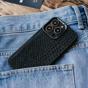 Exotic Leather Black iPhone 13 Pro Case Black Python Leather iPhone Case Black Python Leather iPhone 13 Pro Max Case iPhone 12 python case