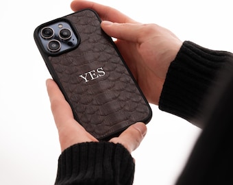 Ästhetische Pythonhaut Telefonhülle, Schlangenhaut Handyhülle, ursprüngliche Handyhülle, bestes Geschenk für ihn, echtes Leder Handyhülle, Name Handyhülle