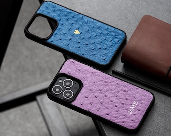Oryginalna skórzana obudowa telefonu z imieniem, prezent dla niego, estetyczne etui na telefon, etui z monogramem na iPhone'a 14, spersonalizowany pomysł na prezent ze skóry