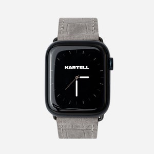Apple Watch 7 Gray Crocodile-Embossed Leather Band Crocodile-Embossed Leather AW Strap Apple Watch 6 Band Leather Strap