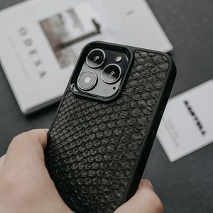 Aesthetic python leather phone case, personalized iPhone 14 pro case, genuine leather initial phone case, personalized birthday gift image 10