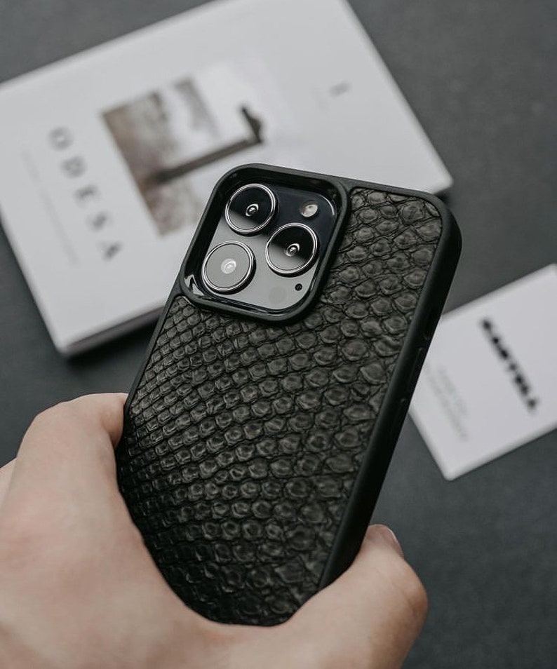 Aesthetic python leather phone case, personalized iPhone 14 pro case, genuine leather initial phone case, personalized birthday gift image 10