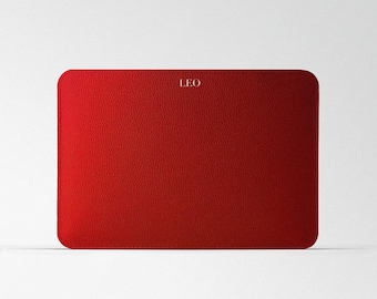 Funda roja para MacBook de mujer, bolso de cuero para portátil, funda para MacBook Air, funda personalizada para ordenador
