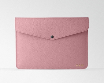 Rosa Lederhülle für MacBook, MacBook Pro Hülle, Damen-Laptoptasche, personalisierte Computerhülle