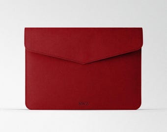 Laptophülle Aus Segeltuch, Wasserdicht | Für 13 Zoll MacBook Air/Pro | 360° Schutz, Gepolstert | Mit Innentaschen Für Zubehör | Rot/Weinrot