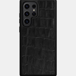 Black Crocodile Embossed Leather Case Grey Samsung S23 Plus Stamped Crocodile Pattern Cow Leather Brown Samsung S23 Ultra Case Leather S22