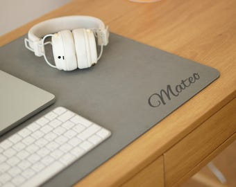 Custom exclusive mousepad, leather desk pad mat, personalized keyboard mat, leather mouse pad, engraved gaming mouse pad