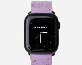 Apple Watch 7 Purple Ostrich With Follicles Leather Band Ostrich Without Follicles Leather AW Strap Apple Watch 6 Band Leather Strap